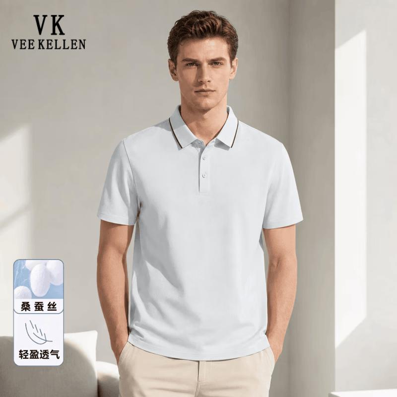 VEE KELLEN Men's Premium Cooling Silk Blend Polo Shirt