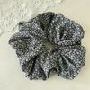 French Vintage Floral Print Hair Scrunchies Oversized Ruched Ponytail Holder Pastoral Style Elastic Hair Ties For Thick Hair