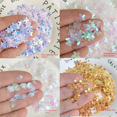 10g Gold Star & Flower Sequin Glitter Beads for DIY Crystal Mud & Nail Art