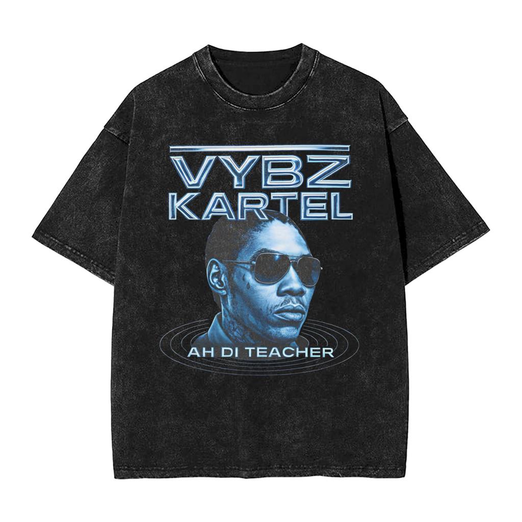 Rapper Vybz Kartel Tour 2025 Magliette da Uomo Lavate Vintage Manica Corta Girocollo Magliette Cotone Regalo di Compleanno Vestiti