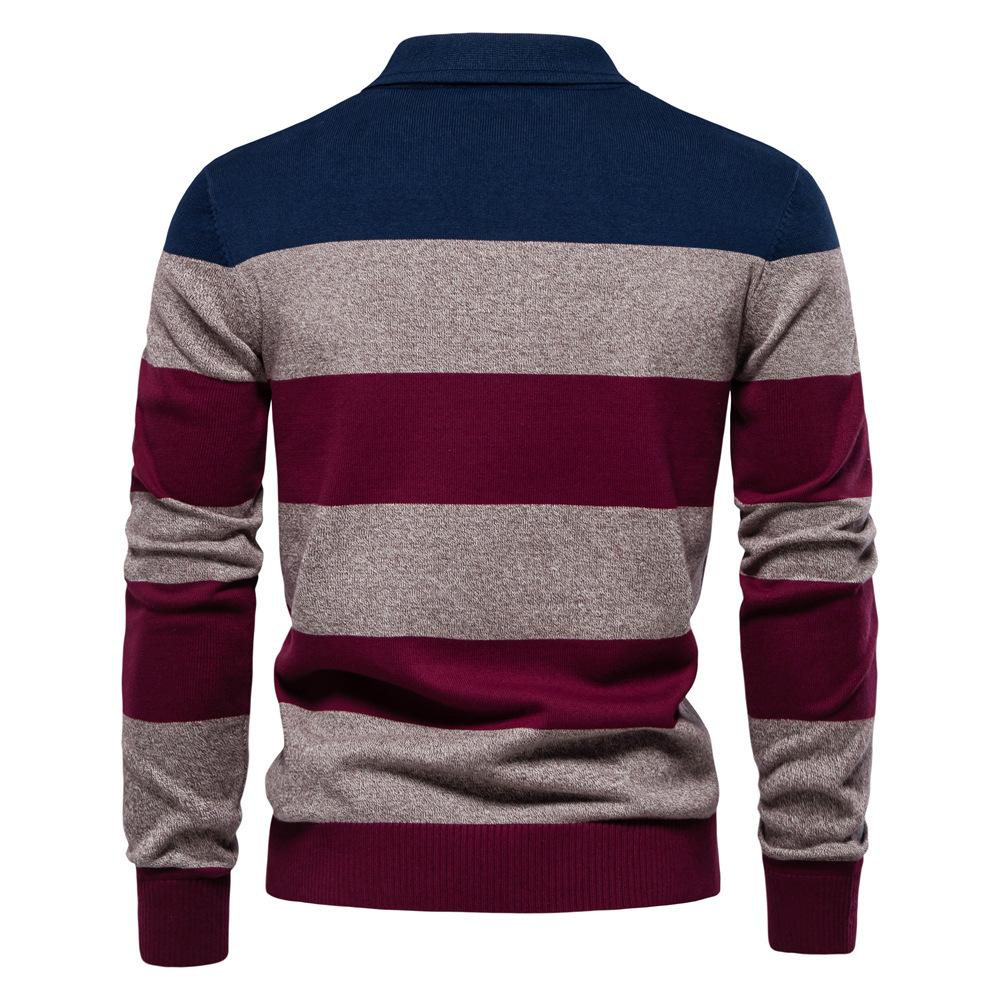 Gant Autumn Embroidery New Men's Long Sleeved Polo Collar Sweater Slim Fit Lapel Striped Patchwork Knit Sweater
