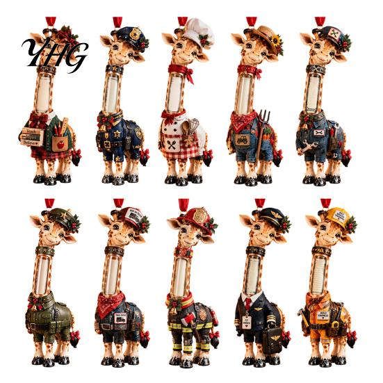 Ceremonial Money Gift Holders Giraffe Christmas Holder Ornament, Acrylic Cash Clip Hanging Decor for Unique Tree Bag Car, Cute Career Figurine,