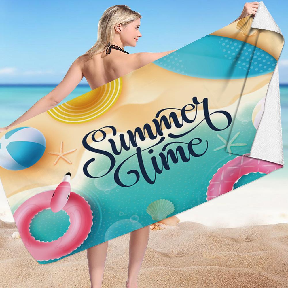 Summer Fruit Collection Digital-printed Polyester Superfine Fiber Double-sided Fleece Beach Vacation Bath Towel, Beach Towel