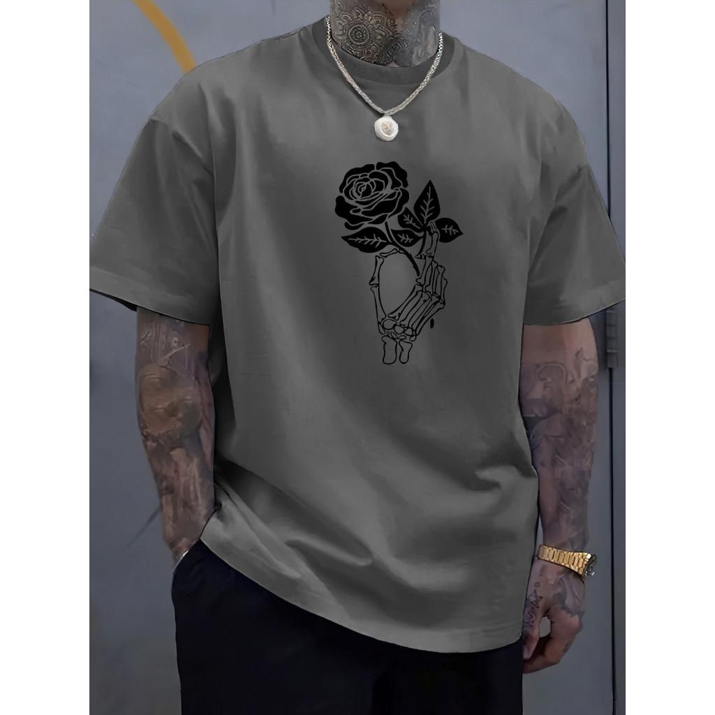 New men's summer fashion casual loose round neck short sleeved T-shirt top