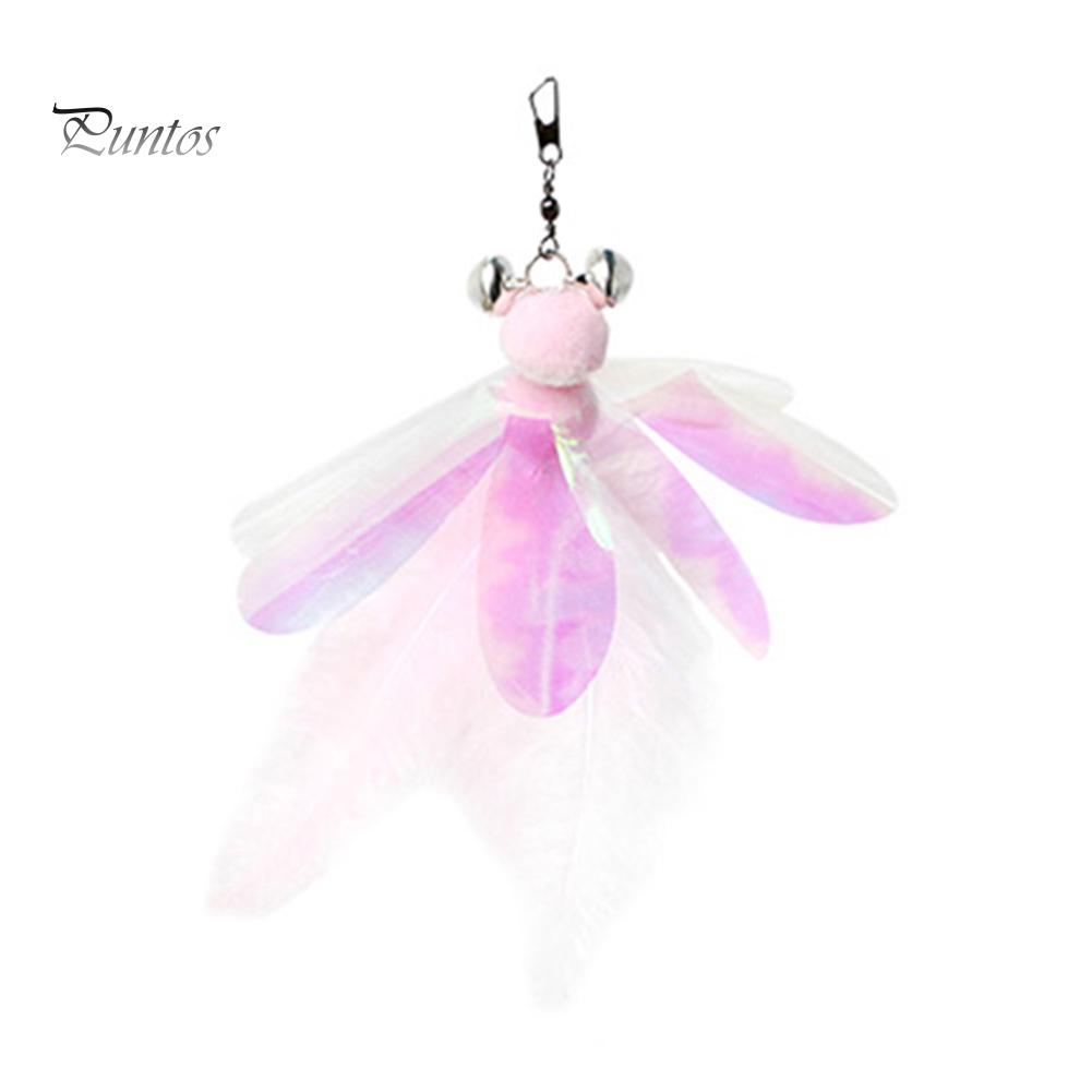 Puntos Pet Cats Kitten Bell Feather Dragonfly Shape Teaser Wand Replacement Head Toy