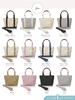 Encore Canvas Tote Bag with Compartments, High-Quality Leather-Wrapped Handles, Large Capacity, Lightweight, 2-Way, Self-Standing, Zippered, Canvas,
