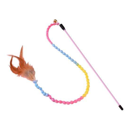 Cat Toy Caterpillar Cat Teaser Colorful Rod Teaser Wand Cat Interactive Toy Funny Feather Pet Cat Supplies Cat Accessory