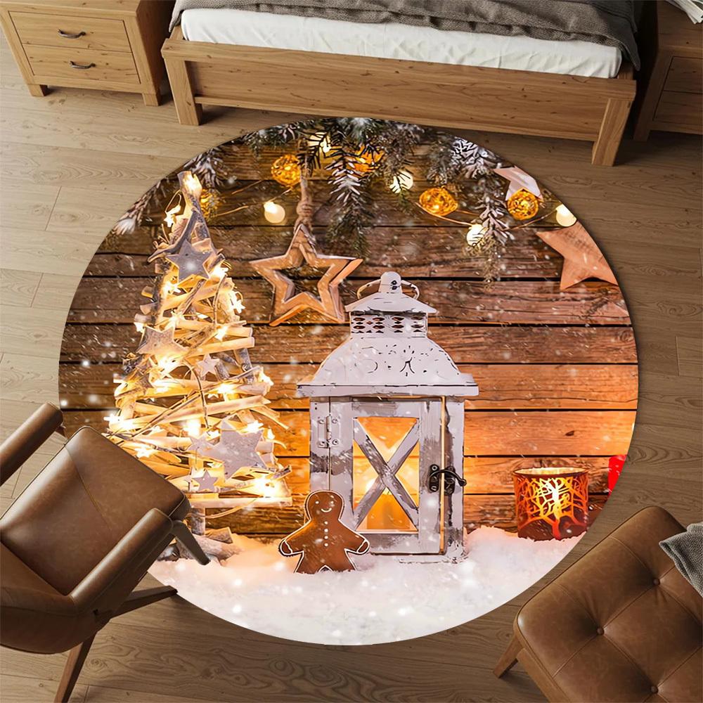1pc Christmas decorations Round Chair mat Area Rug - Non-Slip, Floor Mat for Office, Bedroom, home decor Christmas Gift p0811191