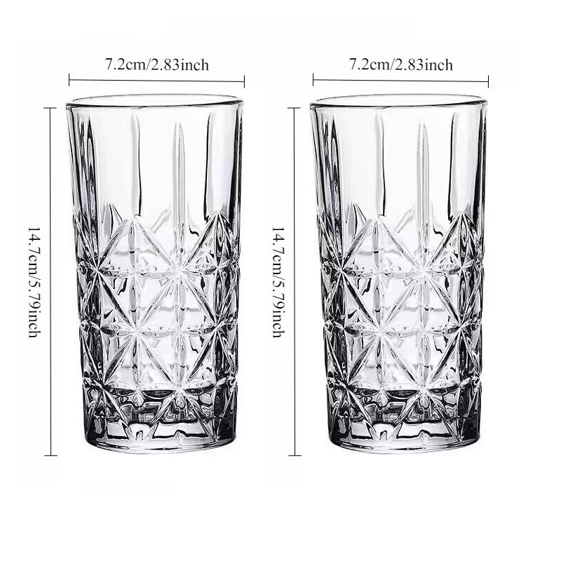 315ml/340ml Party Bars Creative Cocktail Mojito Cups Relief Glass Cups Picnic Classic Wine Glass European Style Whiskey Glass