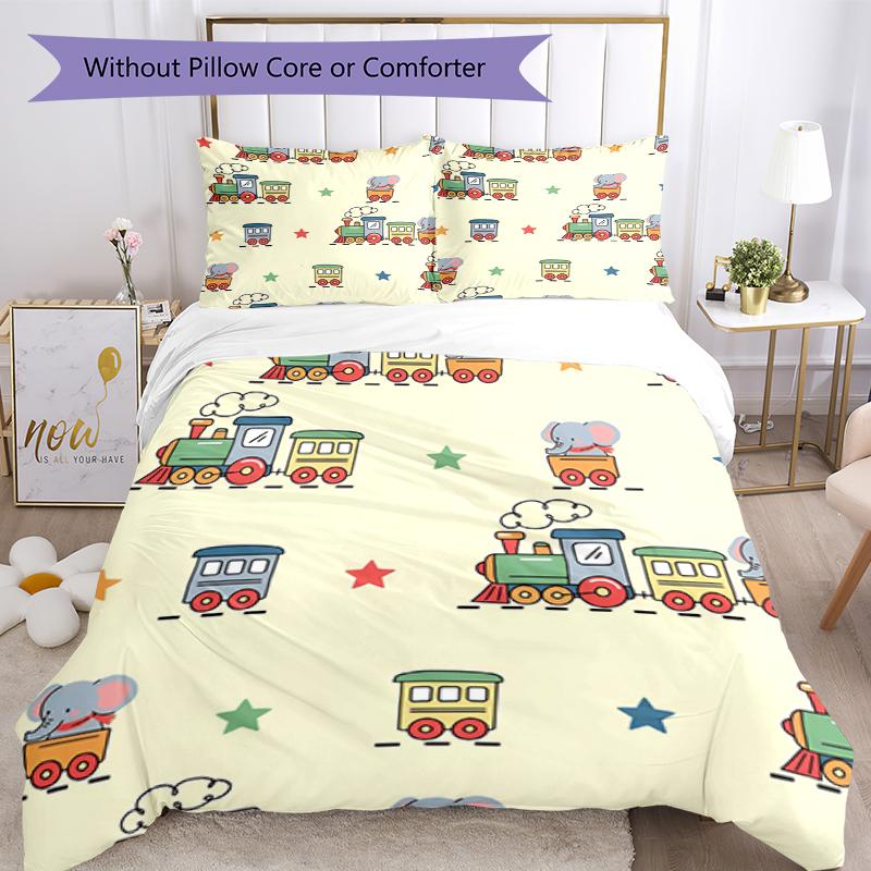 3pcs Cute Cars Bedding Set Duvet Cover Closure Includes 1 Duvet Cover & 2 Pillowcases, Soft and Comfortable for All Seasons.