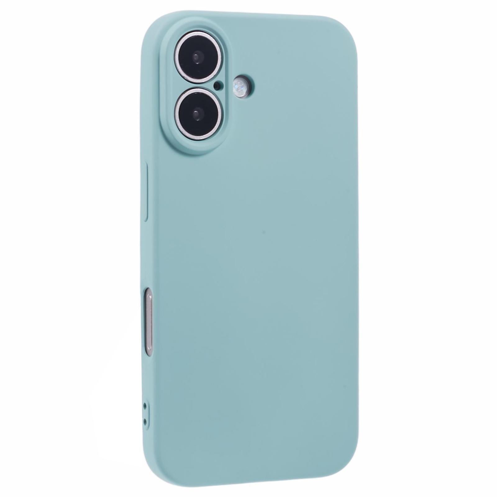 

For iPhone 16 Plus Case Soft Fiber Lining TPU Phone Cover Camera Lens Protection Baby Blue