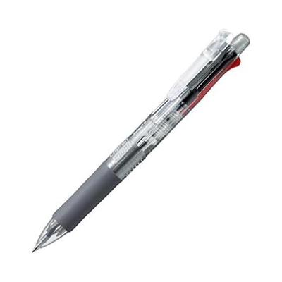 Zebra Clip-On Multi Pen, Transparent Barrel, 4-Color Ballpoint (Black, Red, Blue, Green) + 0.5mm Mechanical Pencil, Durable Binder Clip, Slim &