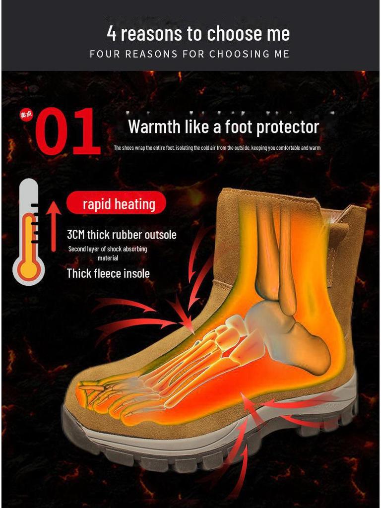 Men's Winter High-Top Outdoor Boots with Thick Fur Lining