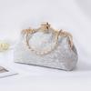 Chinese Style Clutch Bag Vintage Floral Lace Embroidery Evening Bag with Metal Frame convertible Shoulder Strap for Wedding