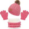 3PCS/set Kids Hat Scarf Gloves Set Baby Winter Warm Girls Boys Pompom Beanie Cap