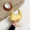Solid Color Crossbody Bag Minimalist Style Crescent Bag Elegant Pu Leather Handbag  Daily