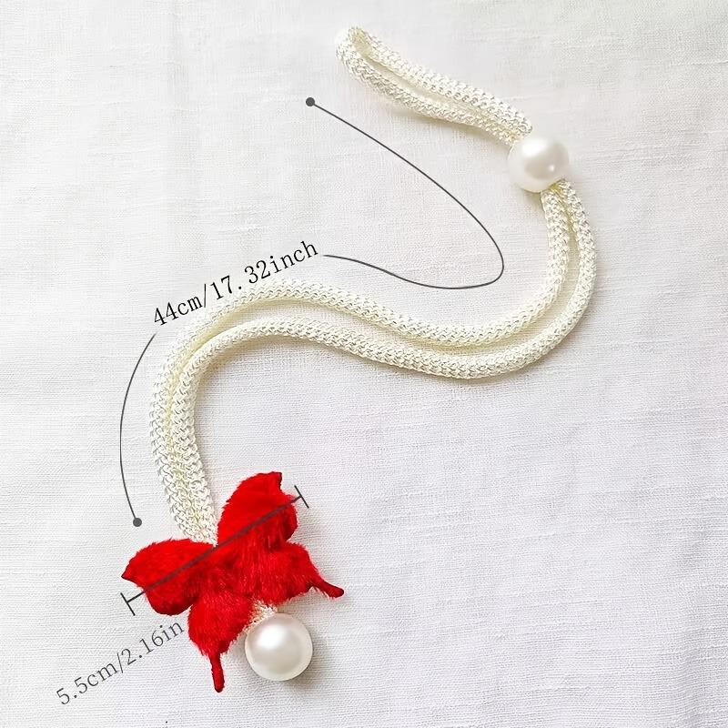 2PCS Simulated Butterfly Adjustable Curtain Belt, Pearl Decoration Non-punching Curtain Buckle, Bedroom Living Room Curtain Decorative Buckle