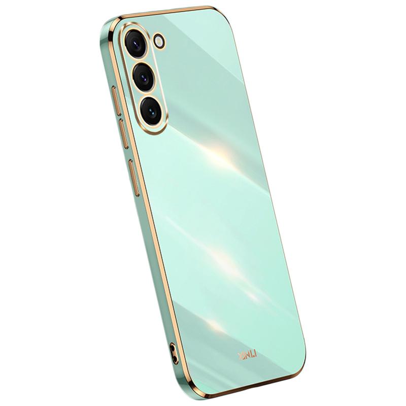 

XINLI For Samsung Galaxy S22 5G Protective Cell Phone Cover Drop-proof Electroplating Non-slip TPU Phone Case Cyan