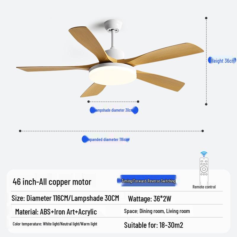 Nordic Industrial-Style Silent Ceiling Fan Chandelier for Home or Commercial Use
