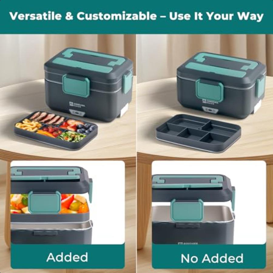 Annie Mia Design Electric Lunch Box for Adults 90w 3.5L 2Layer Portable Food Warmer Dual Mode 2.5L + 1L Heated Lunch Box for Ad