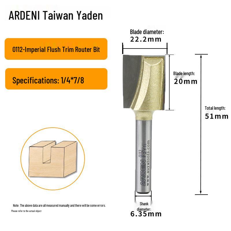 Yaden Metric Flat Bottom Woodworking Cutter: Slotting, Rebating, Milling, Trimming, Engraving, & Router.