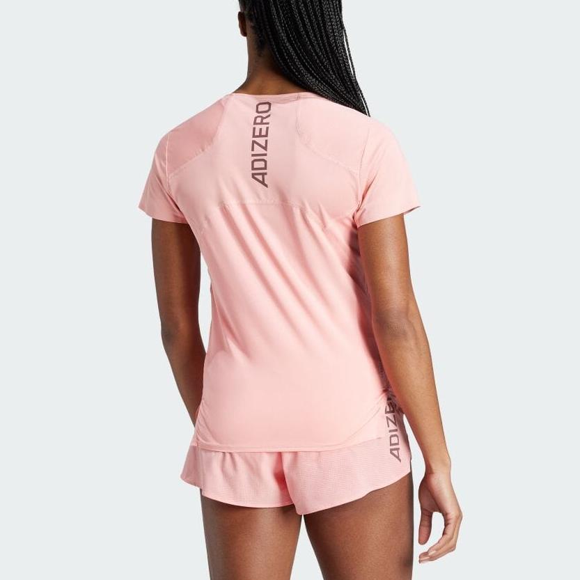 Adidas Adizero Comfortable and Lightweight Pullover with Letter Logo Print Short Sleeve T-Shirt Women Tops Pink IW3216