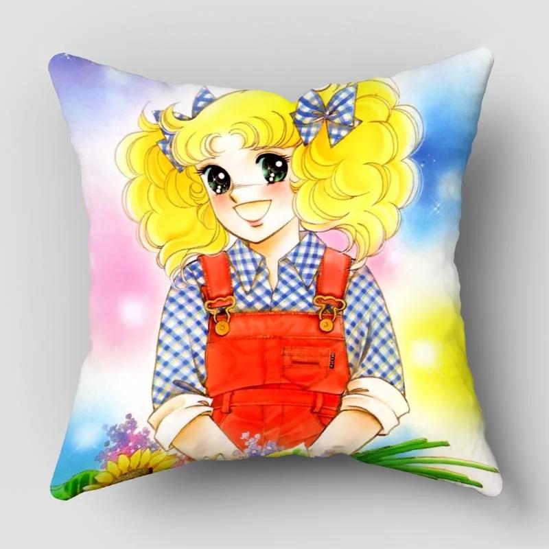 

Candy New Anime Pillow Cover Bedroom Home Office Decorative Pillowcase Square Zipper Pillow cases Satin Fabric No Fade 10.16WJY 40x40cm16x16Inch