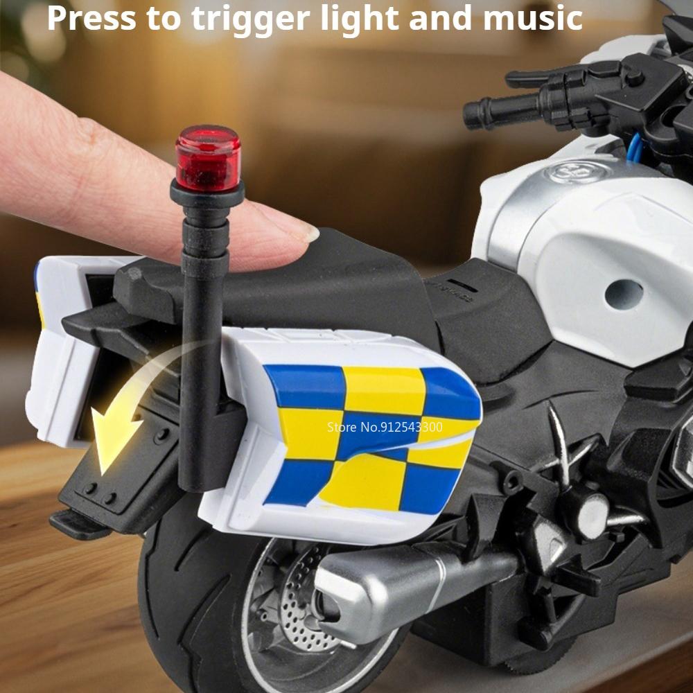 1:Modellino Moto R1250Rt Scala 1:14 Giocattolo Auto Musica Luci Motore a Retrazione Modelli Auto della Polizia Simulazione per Bambini Edutainment