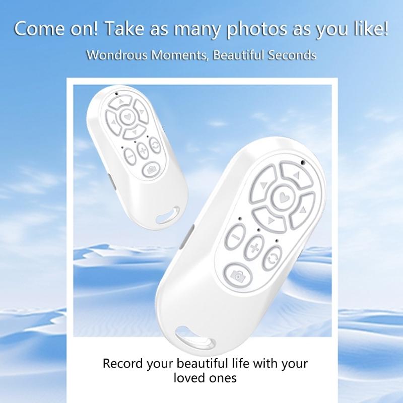 Remote Control For Smartphone Photography Featuring 10M Ranges Slip Matte Buttons Upgraded Chip For Stable Connection And Compacts Design For