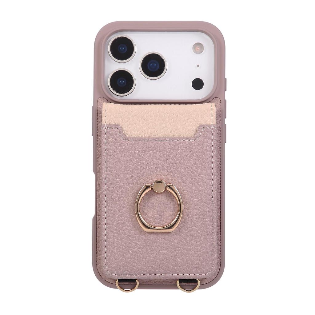 Lychee Colorblock Card Holder Case for iPhone 17 Pro Max