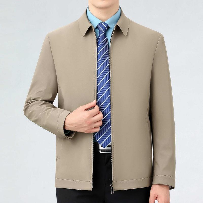 Mulberry Silk Spring and Autumn New Men's Casual Jacket Coat Middle-aged and Elderly Cadres Administrative Business Large Size Dad Tops