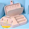 Earring Jewelry Box Waterproof PU Leather Large Capacity Simple Compact Earrings Jewelry Desktop Organizer Pink