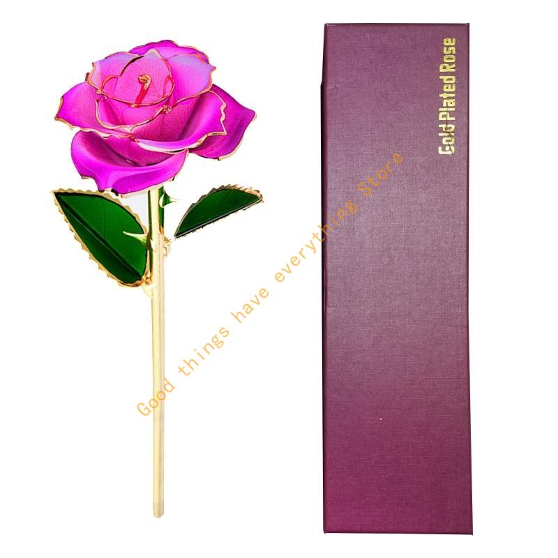 24K Plated Gold Dipped Rose Dried Flower with Gift Box and Dispaly Stand 55KF розы красного