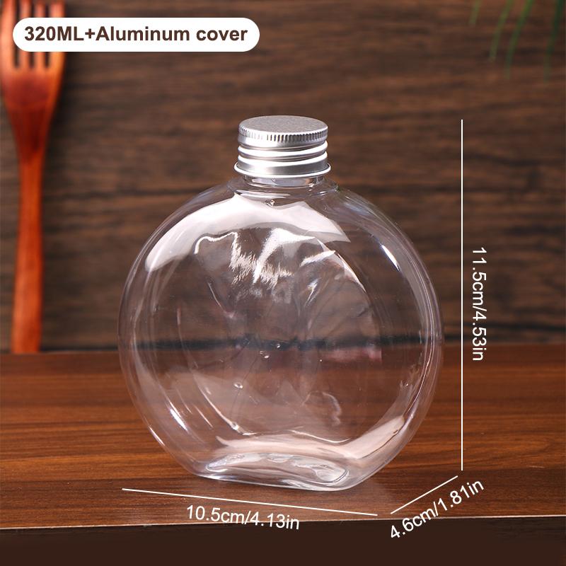 320/500Ml Flat Round Water Bottle Clear Milk Tea Coffee Bottle Drinking Bottles Portable Pet Juice Drink Bottle