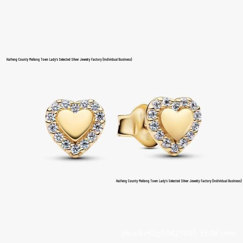 Rose Gold Heart & Infinity Stud Earrings: S925 Sterling Silver with Pink Crown, Butterfly, Daisy & Fan Designs. 925 Sterling Silver