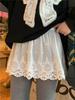 White Lace Anti-Exposure Base Layer Skirt with Sweatshirt Hem - Essential Autumn/Winter Underwear