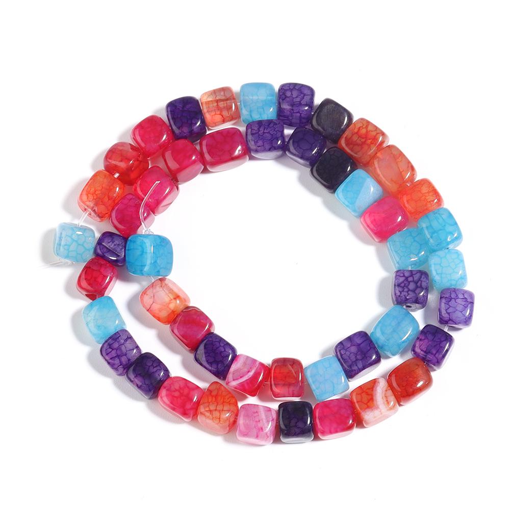 Natural Stone Square Beads 8mm Striped Agate Tube Stone Loose Spacer Beads For Jewelry Making Accessories DIY Bracelet Keychain