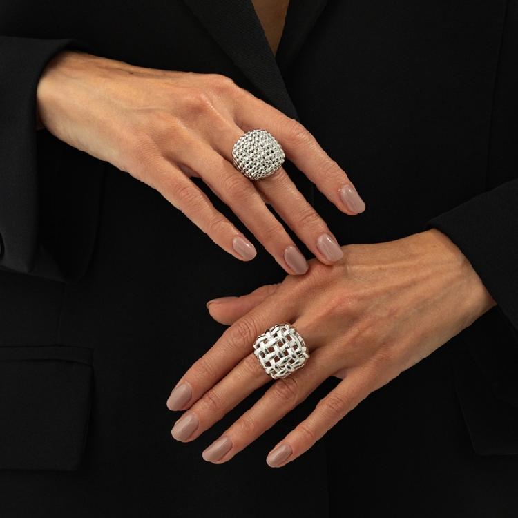 Chic 2PCS Braided Metal Rings With Geometric Cutouts Adjustable Open Ring Perfect For Mix And Coordinate Outfits
