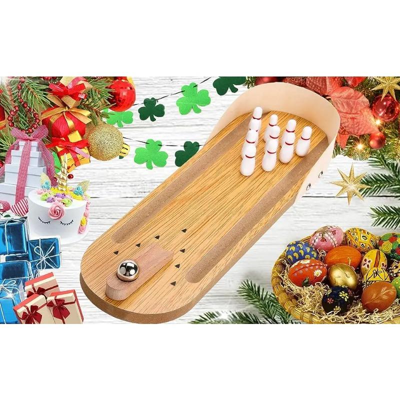 Tafelblad Mini Bowling Spel Houten Bord Arcade Schieten Kantoor Bureau Stressverlichting Vingerspeelgoed Leuke Cadeaus voor Mannen Vrouwen Kinderen