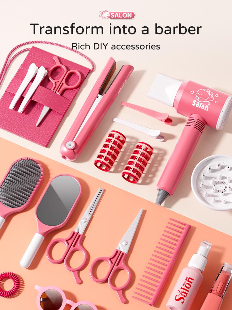 Kids Make Up Toys Simulation Haircut Kit Children'S Hair Dryer Role Playing Game Educational Toys For Girls Pretend Play Gifts