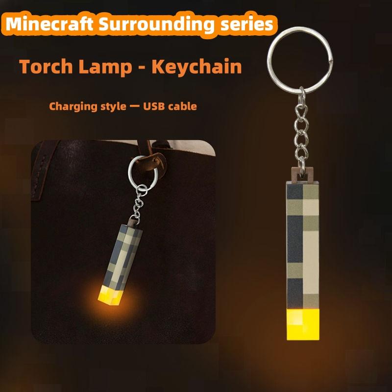 Minecraft Herní Téma Okolní Pochodeň LED Světlo USB Dobíjecí Mini Svítilna Klíčenka Přívěsek na Batoh Dětské Dárky