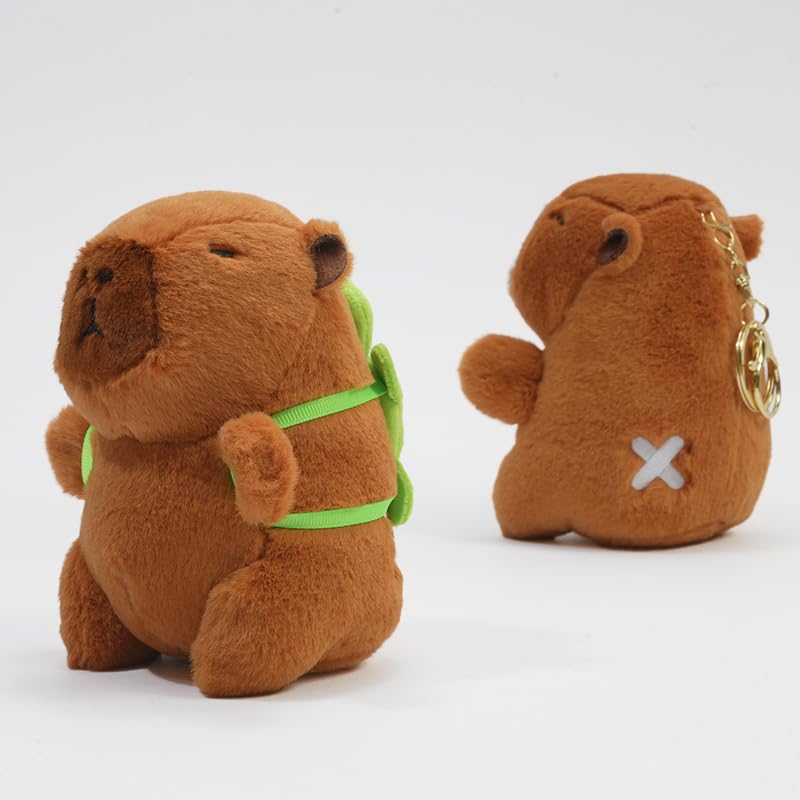 Clearstone Capybara Plush Keychain, Chavimaru Turtle, 18.5cm, Brown