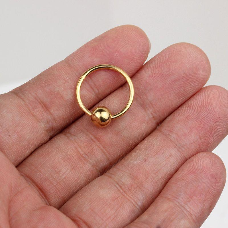 

Fashion Titanium Steel PA Ring Nipple Ring Ear Bone Ring Titanium Steel Labium Hoop Ear Studs Shoelace Ring Lip Ring Circle Ear Cuff Earrings Jewelry Gold 1.6 Thick, Inner Diameter 16, Ball 7mm