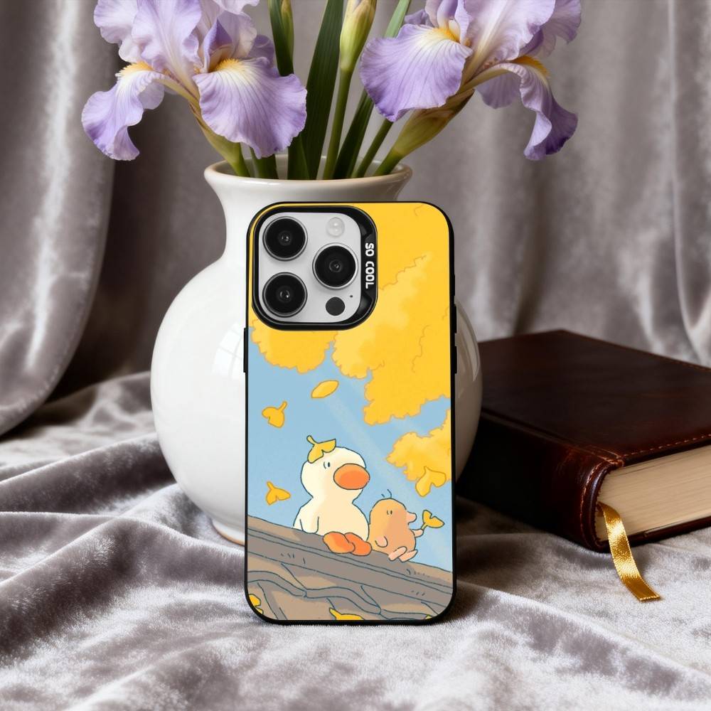 Cute D-Doubao D-Duck Phone Case For iPhone17,16,15,14,13,12,11 Plus,Pro Max Black Candy silver phone case