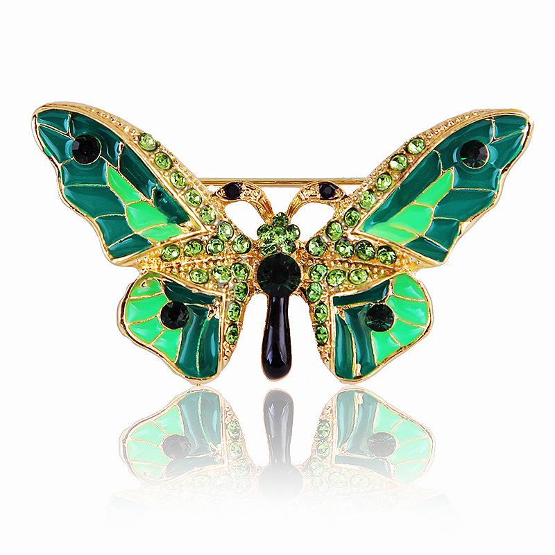 Broche Papillon Strass Émail Peint Alliage Épinglette pour Accessoires Vêtements Femme
