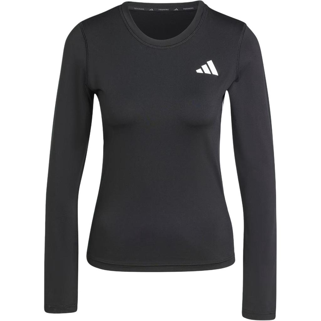 Adidas Essentials 3-Stripes Workout Top Moisture-Wicking Striped Slim Fit Long Sleeve T-Shirt Women Tops Black White JD6521