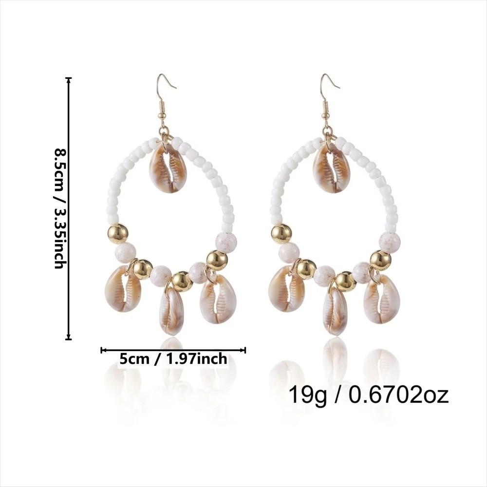 Handmade Drop Earrings Boho Style Sea Star Shell Earrings Summer Woven Hoop Earrings  Women Jewelry