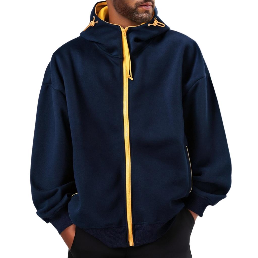 Men's Casual And Fashionable Hoodie With Contrasting Colors, Men's Loose Zipper Cardigan, Sports Hoodie Jacket