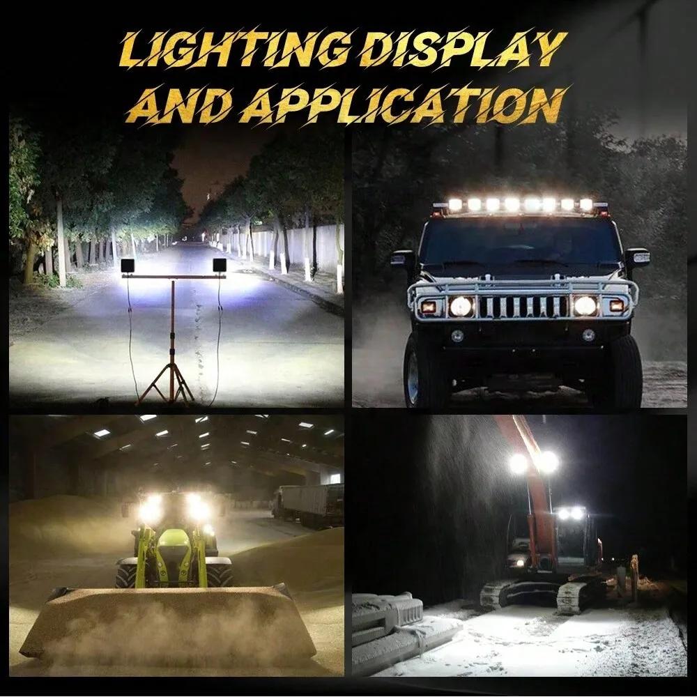 1/2PCS 45W Mini Square LED Work Light - Powerful Flood/Spot Lamp for Off-Road Cars Trucks ATV UTV SUVs