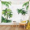 Tropical Tapestry, Coconut Palm Tree Nature Paradise Plants Foliage Leaves Digital Illustration, Wide Wall Hanging For Bedroom
